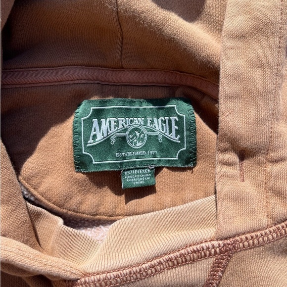 Women's American Eagle Sweatshirt Beige Spell-Out XS Casual College Preppy City - Picture 3 of 16